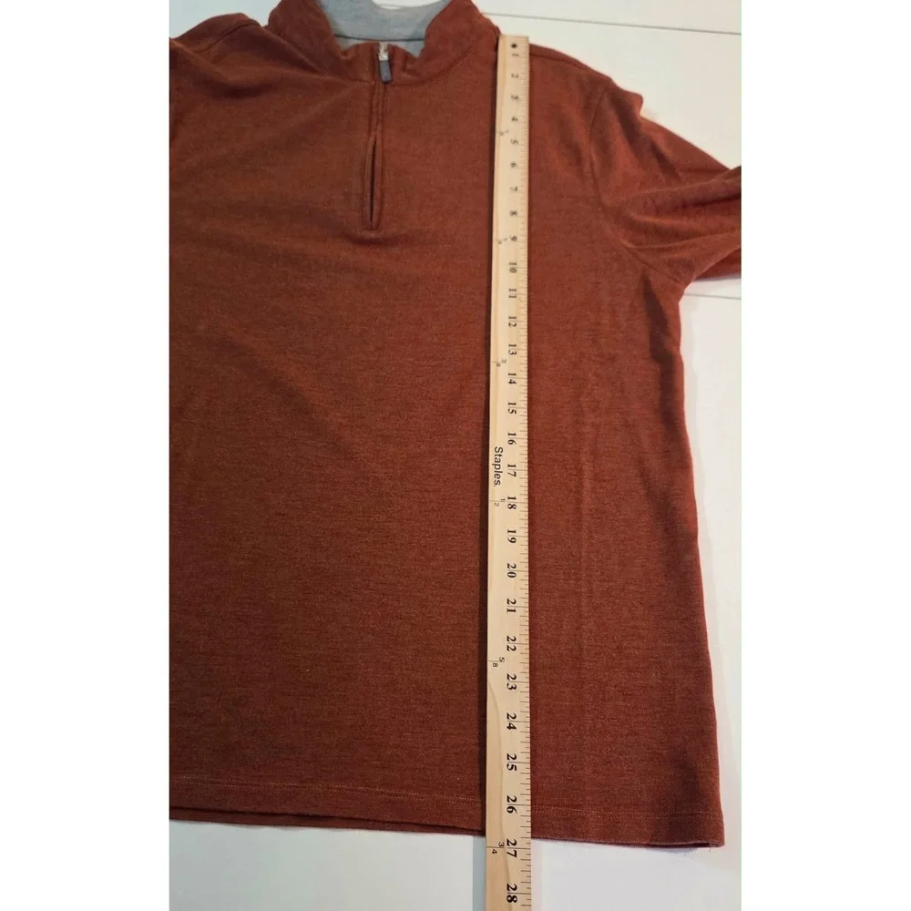 Mizzen+Main Mens Quarter Zip Pullover Burnt Orange Heather Large Size Mock Neck